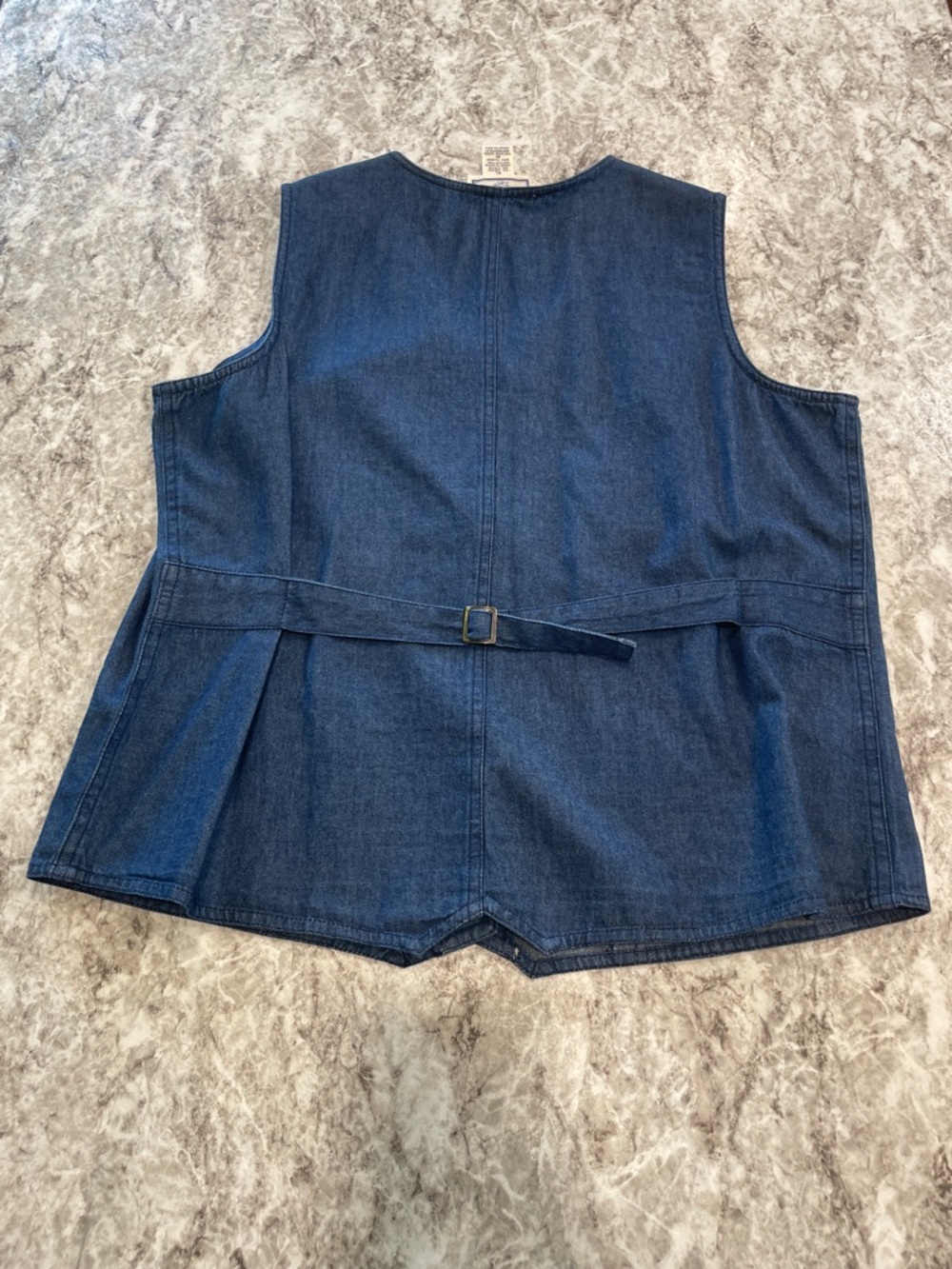 April Cornell Blue Denim Button-Front Vest with Floral Embroidery Size XL - Picture 7 of 7